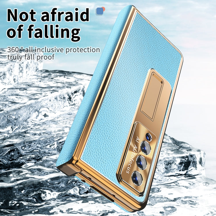 For Samsung Galaxy Z Fold3 5G Litchi Pattern Magnetic Shell Film Integrated Shockproof Phone Case