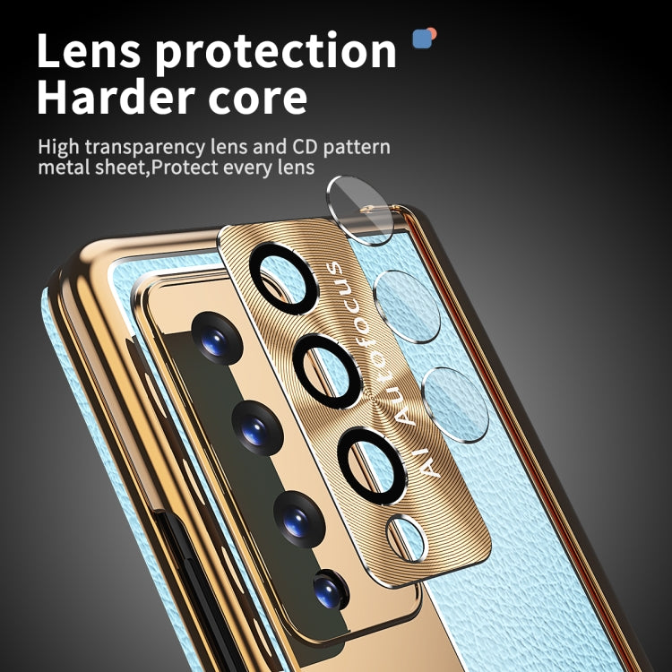 For Samsung Galaxy Z Fold3 5G Litchi Pattern Magnetic Shell Film Integrated Shockproof Phone Case