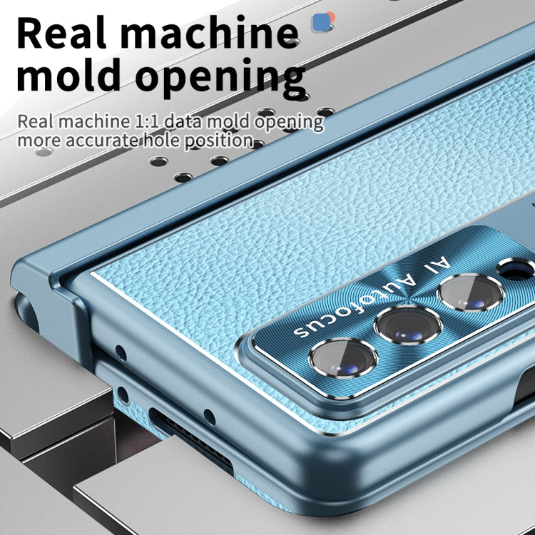 For Samsung Galaxy Z Fold3 5G Litchi Pattern Magnetic Shell Film Integrated Shockproof Phone Case