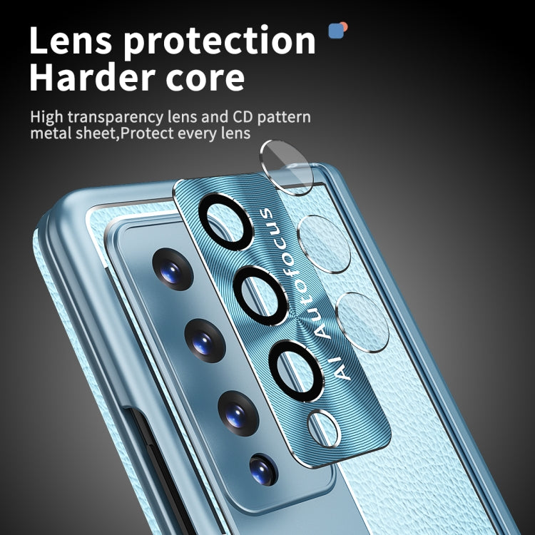 For Samsung Galaxy Z Fold3 5G Litchi Pattern Magnetic Shell Film Integrated Shockproof Phone Case