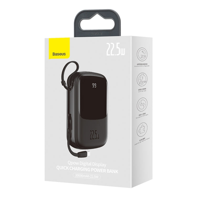 Baseus PPQD-I01 20000mAh 22.5W Type-C Qpow Digital Display Quick Charge Power Bank with Cable(Black)