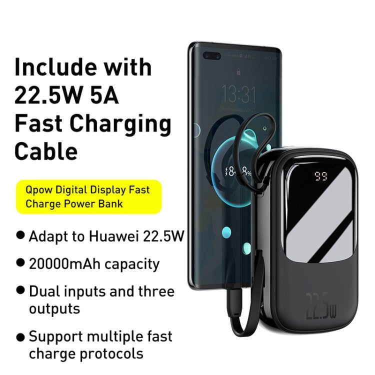 Baseus PPQD-I01 20000mAh 22.5W Type-C Qpow Digital Display Quick Charge Power Bank with Cable(Black)