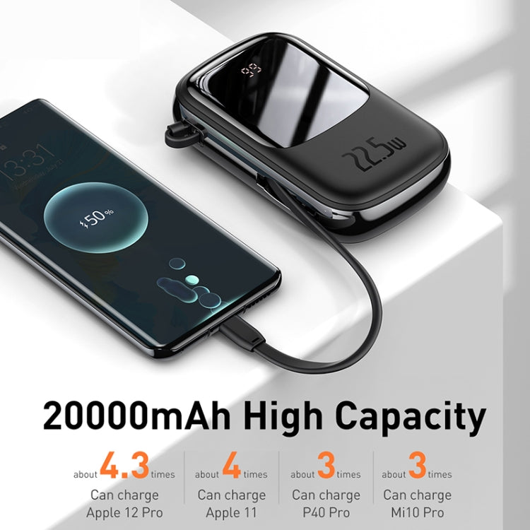 Baseus PPQD-I01 20000mAh 22.5W Type-C Qpow Digital Display Quick Charge Power Bank with Cable(Black)