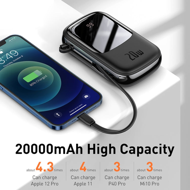 Baseus PPQD-H01 20000mAh 20W Qpow Digital Display Quick Charge Power Bank with 8 Pin Cable, only secure shipping ways to European Union (27 countries), UK, Australia, Japan, USA, Canada are available(Black)