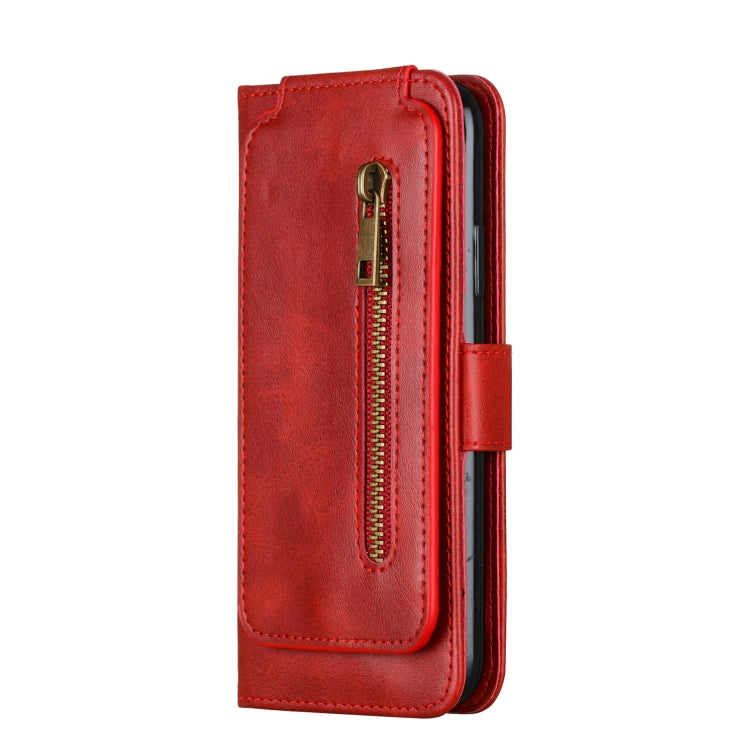 For iPhone X / XS Nine Card Zipper Bag Horizontal Flip Leather Case With Holder & Card Slots & Frame