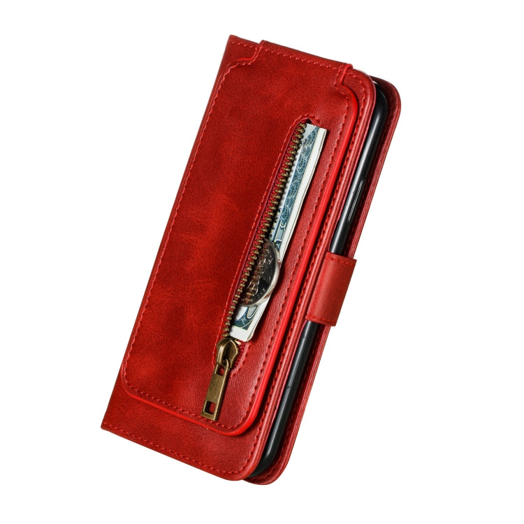 For iPhone X / XS Nine Card Zipper Bag Horizontal Flip Leather Case With Holder & Card Slots & Frame