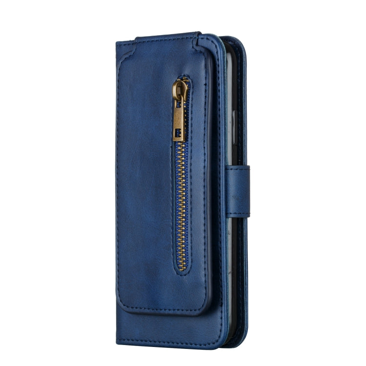 For iPhone X / XS Nine Card Zipper Bag Horizontal Flip Leather Case With Holder & Card Slots & Frame
