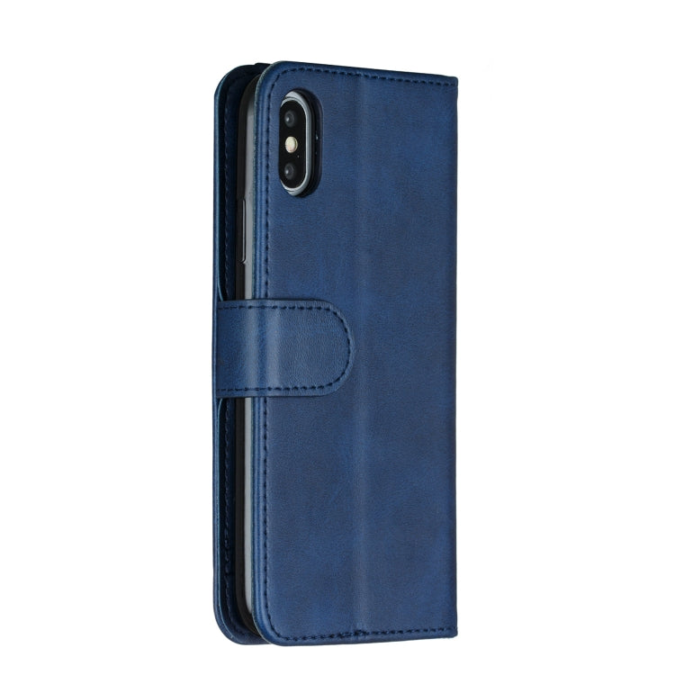 For iPhone X / XS Nine Card Zipper Bag Horizontal Flip Leather Case With Holder & Card Slots & Frame