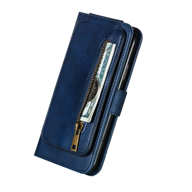 For iPhone X / XS Nine Card Zipper Bag Horizontal Flip Leather Case With Holder & Card Slots & Frame