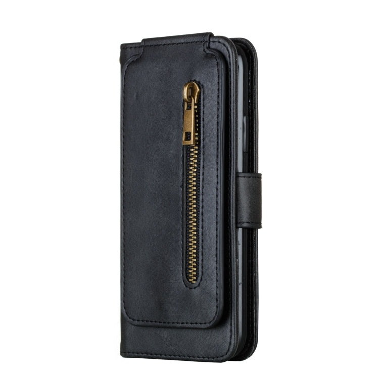 For iPhone X / XS Nine Card Zipper Bag Horizontal Flip Leather Case With Holder & Card Slots & Frame