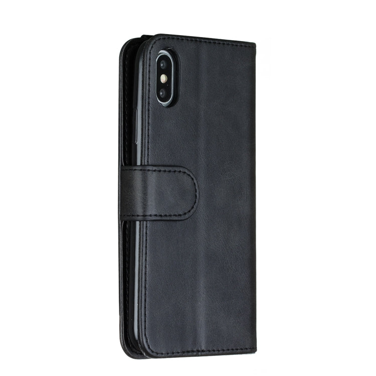 For iPhone X / XS Nine Card Zipper Bag Horizontal Flip Leather Case With Holder & Card Slots & Frame