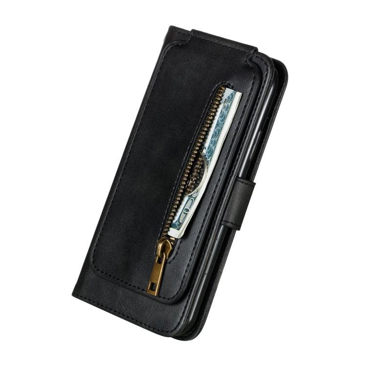 For iPhone X / XS Nine Card Zipper Bag Horizontal Flip Leather Case With Holder & Card Slots & Frame