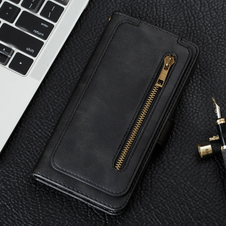 For iPhone X / XS Nine Card Zipper Bag Horizontal Flip Leather Case With Holder & Card Slots & Frame