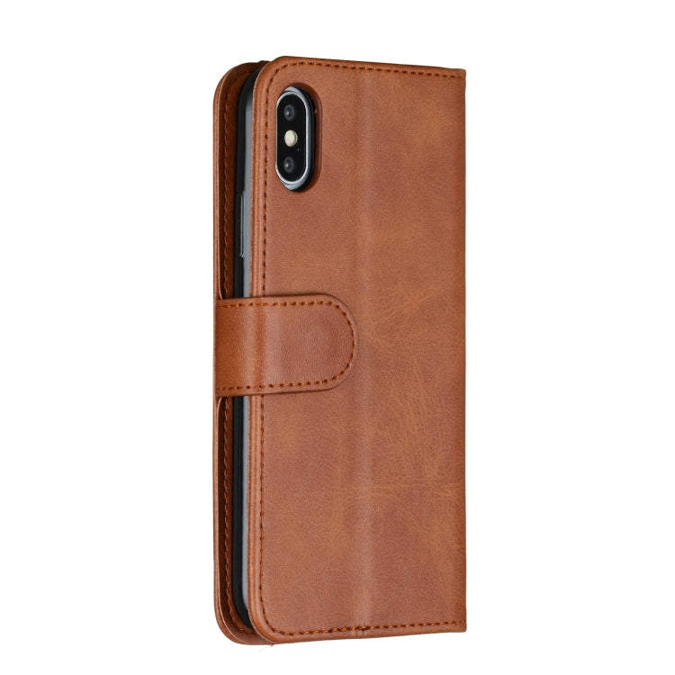 For iPhone X / XS Nine Card Zipper Bag Horizontal Flip Leather Case With Holder & Card Slots & Frame