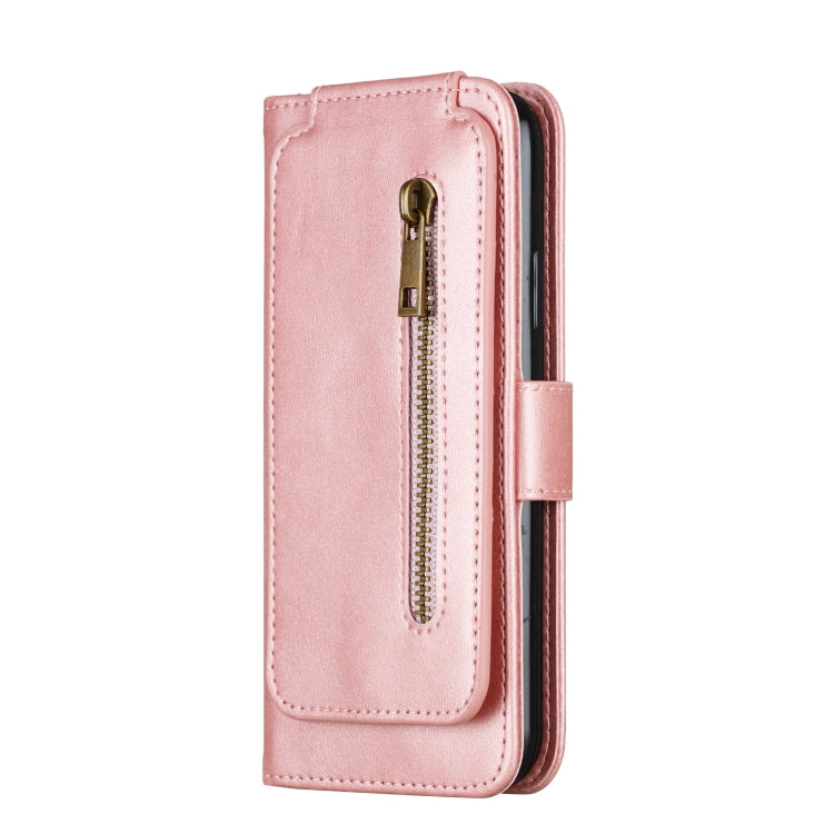 For iPhone X / XS Nine Card Zipper Bag Horizontal Flip Leather Case With Holder & Card Slots & Frame