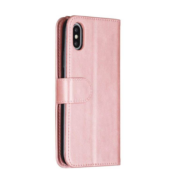 For iPhone X / XS Nine Card Zipper Bag Horizontal Flip Leather Case With Holder & Card Slots & Frame