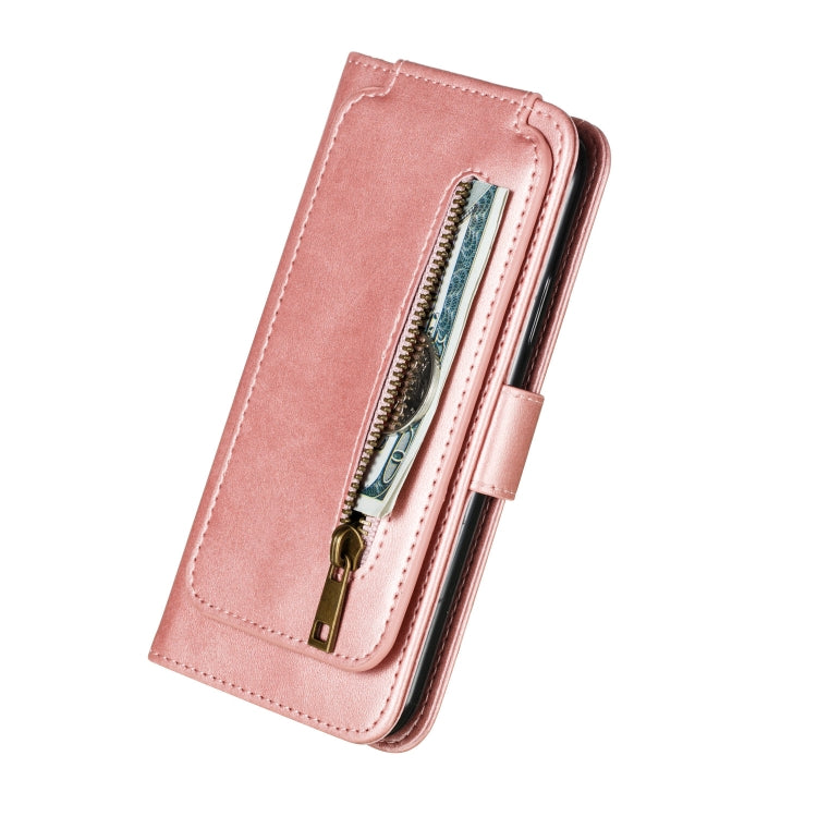 For iPhone X / XS Nine Card Zipper Bag Horizontal Flip Leather Case With Holder & Card Slots & Frame
