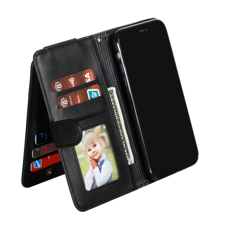For iPhone XR Nine Card Zipper Bag Horizontal Flip Leather Case With Holder & Card Slots & Frame