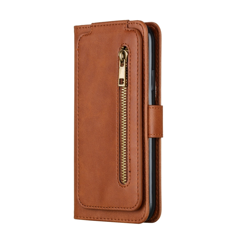 For iPhone XR Nine Card Zipper Bag Horizontal Flip Leather Case With Holder & Card Slots & Frame