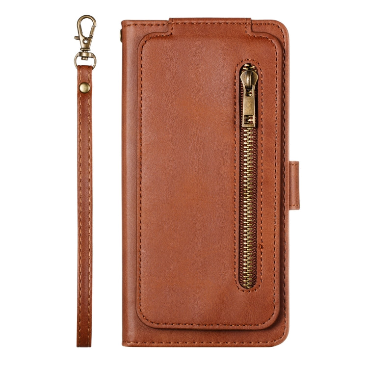 For iPhone XR Nine Card Zipper Bag Horizontal Flip Leather Case With Holder & Card Slots & Frame