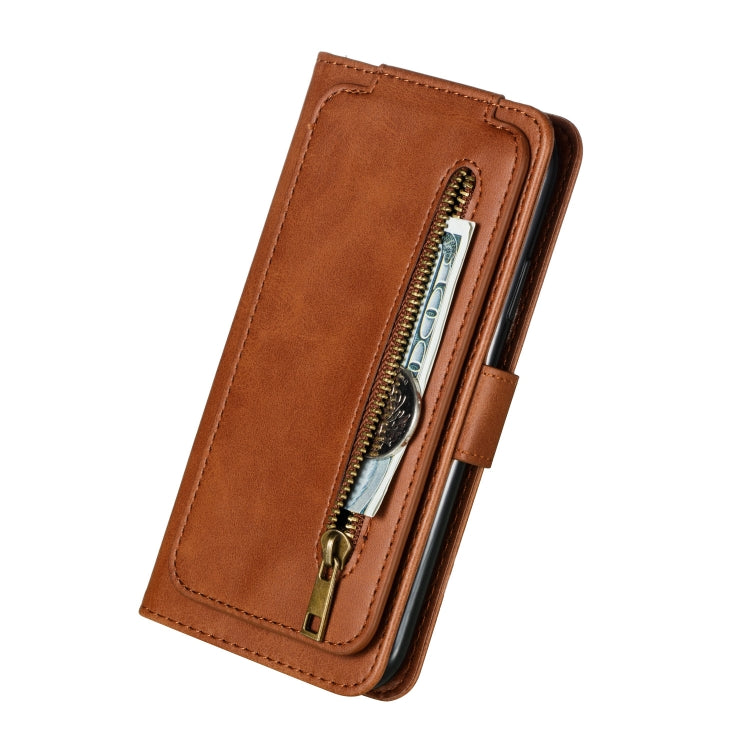 For iPhone XR Nine Card Zipper Bag Horizontal Flip Leather Case With Holder & Card Slots & Frame