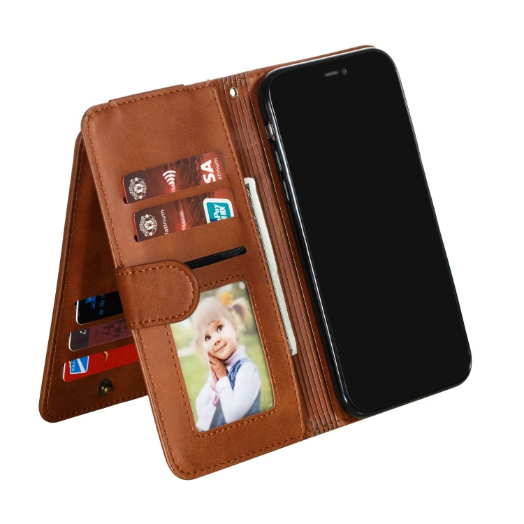 For iPhone XR Nine Card Zipper Bag Horizontal Flip Leather Case With Holder & Card Slots & Frame