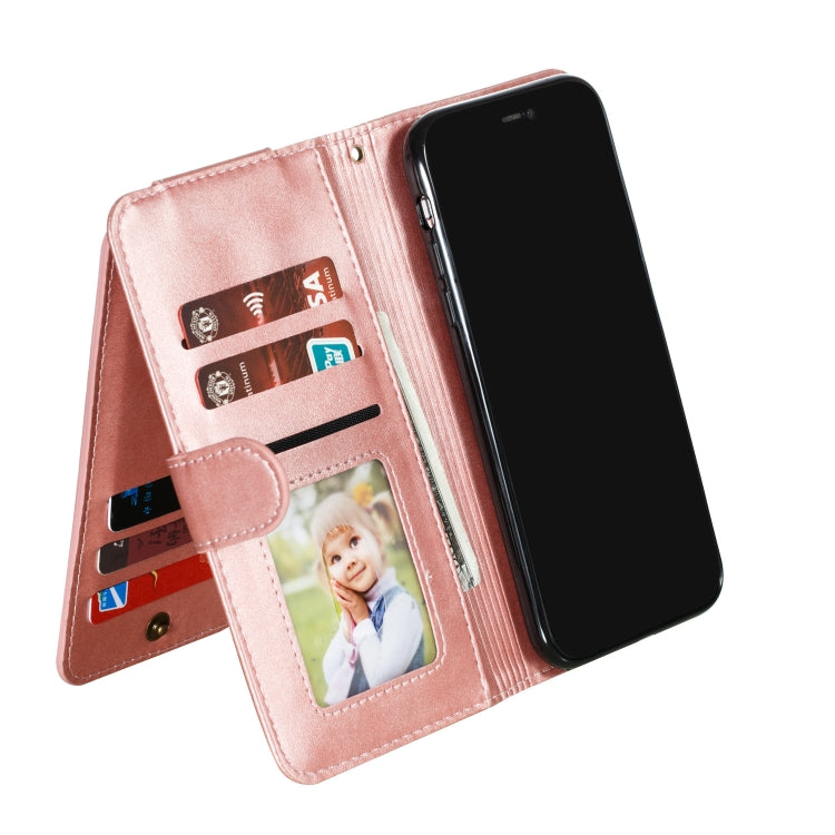For iPhone XR Nine Card Zipper Bag Horizontal Flip Leather Case With Holder & Card Slots & Frame