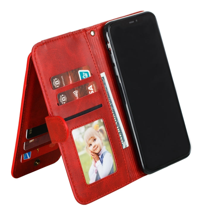 For iPhone XS Max Nine Card Zipper Bag Horizontal Flip Leather Case With Holder & Card Slots & Frame