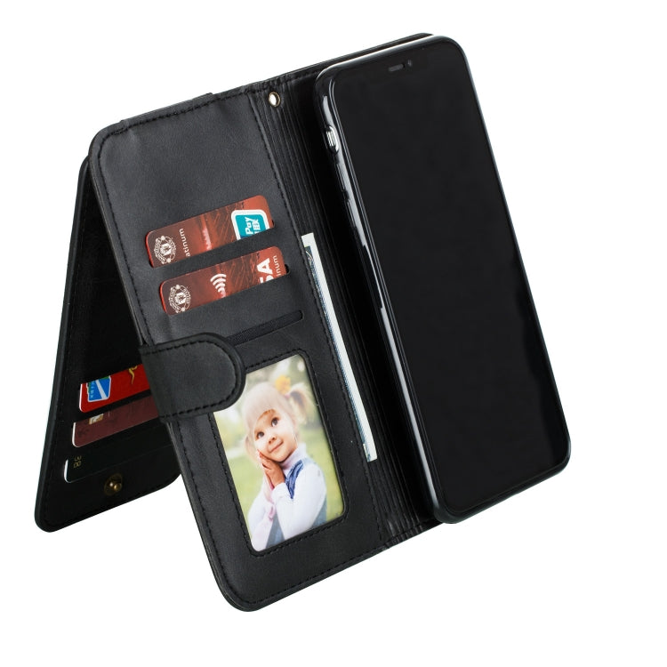 For iPhone XS Max Nine Card Zipper Bag Horizontal Flip Leather Case With Holder & Card Slots & Frame