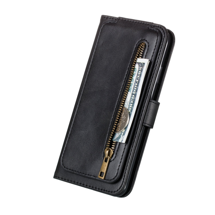 For iPhone XS Max Nine Card Zipper Bag Horizontal Flip Leather Case With Holder & Card Slots & Frame