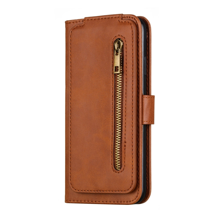 For iPhone XS Max Nine Card Zipper Bag Horizontal Flip Leather Case With Holder & Card Slots & Frame