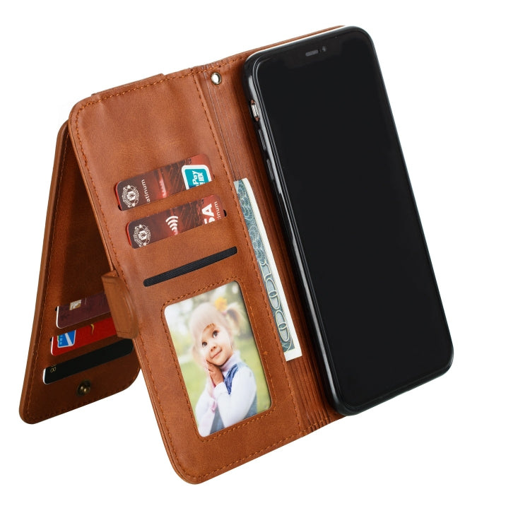 For iPhone XS Max Nine Card Zipper Bag Horizontal Flip Leather Case With Holder & Card Slots & Frame
