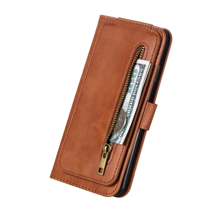 For iPhone XS Max Nine Card Zipper Bag Horizontal Flip Leather Case With Holder & Card Slots & Frame