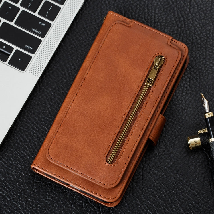 For iPhone XS Max Nine Card Zipper Bag Horizontal Flip Leather Case With Holder & Card Slots & Frame