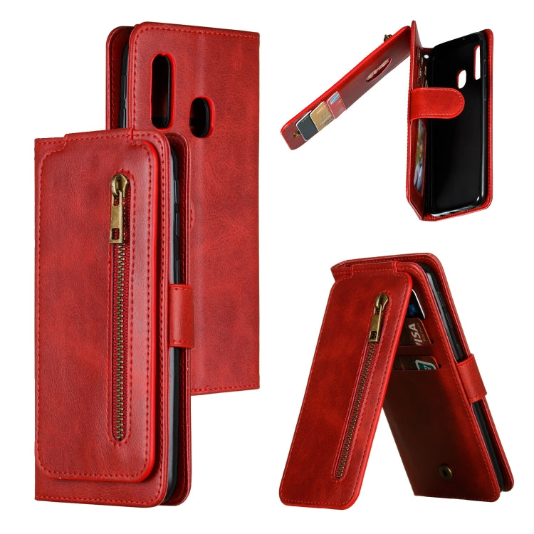 For Galaxy A40 Nine Card Zipper Bag Horizontal Flip Leather Case With Holder & Card Slots & Frame