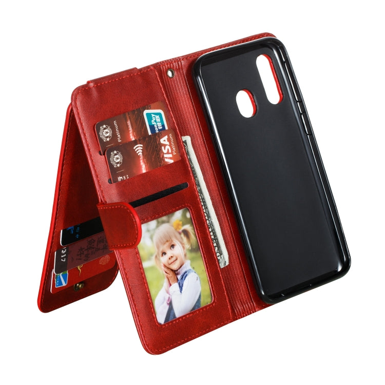 For Galaxy A40 Nine Card Zipper Bag Horizontal Flip Leather Case With Holder & Card Slots & Frame