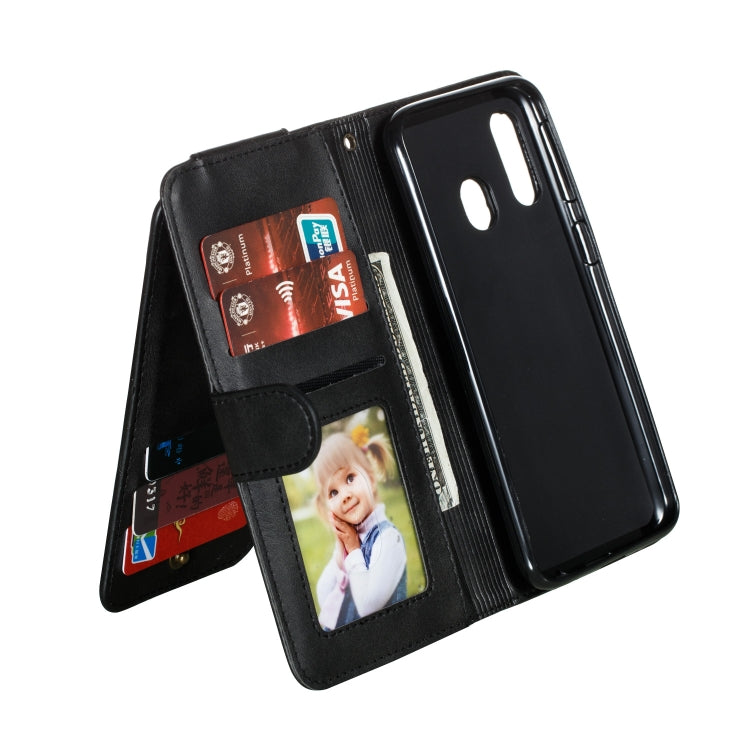 For Galaxy A40 Nine Card Zipper Bag Horizontal Flip Leather Case With Holder & Card Slots & Frame