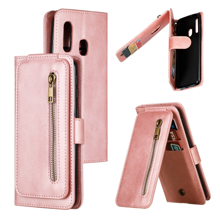 For Galaxy A40 Nine Card Zipper Bag Horizontal Flip Leather Case With Holder & Card Slots & Frame
