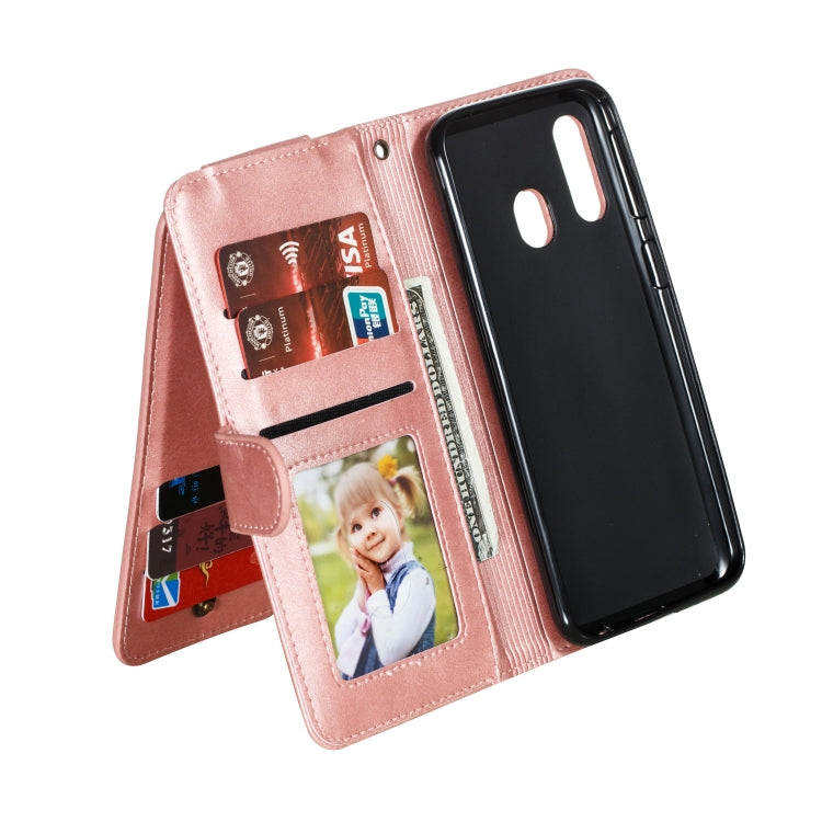 For Galaxy A40 Nine Card Zipper Bag Horizontal Flip Leather Case With Holder & Card Slots & Frame