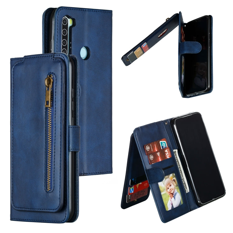 For Xiaomi Redmi Note 8 Nine Card Zipper Bag Horizontal Flip Leather Case With Holder & Card Slots & Frame