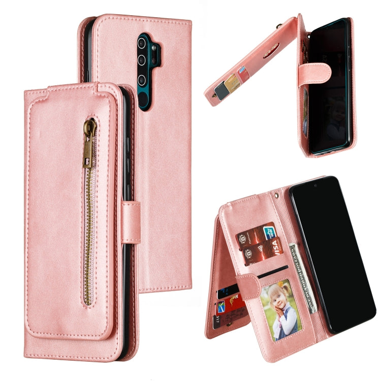 For Xiaomi Redmi Note 8 Pro Nine Card Zipper Bag Horizontal Flip Leather Case With Holder & Card Slots & Frame
