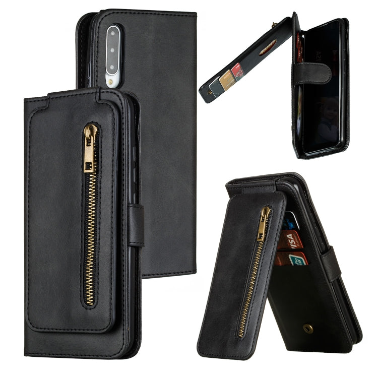 For Xiaomi Mi CC9e Nine Card Zipper Bag Horizontal Flip Leather Case With Holder & Card Slots & Frame