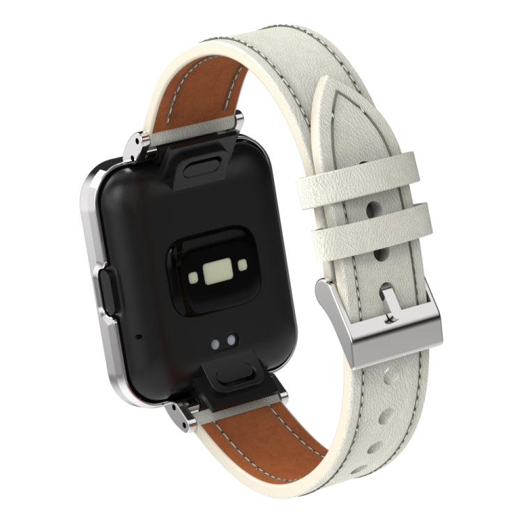 For Xiaomi Mi Watch Lite / Redmi Watch Genuine Leather Metal Case Integrated Watch Band