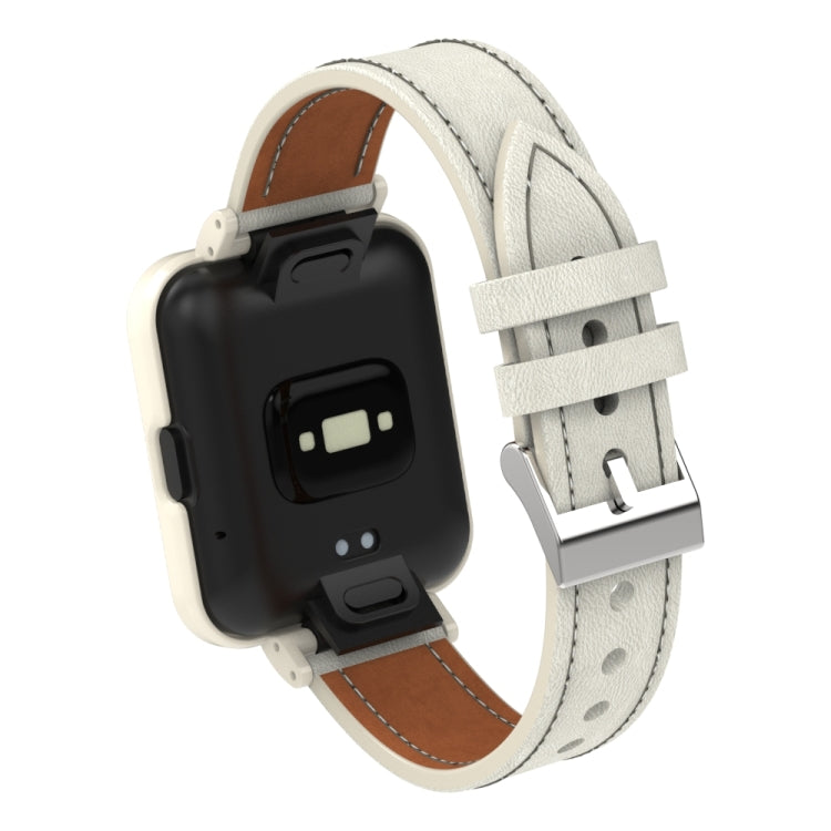 For Xiaomi Mi Watch Lite / Redmi Watch Genuine Leather Metal Case Integrated Watch Band