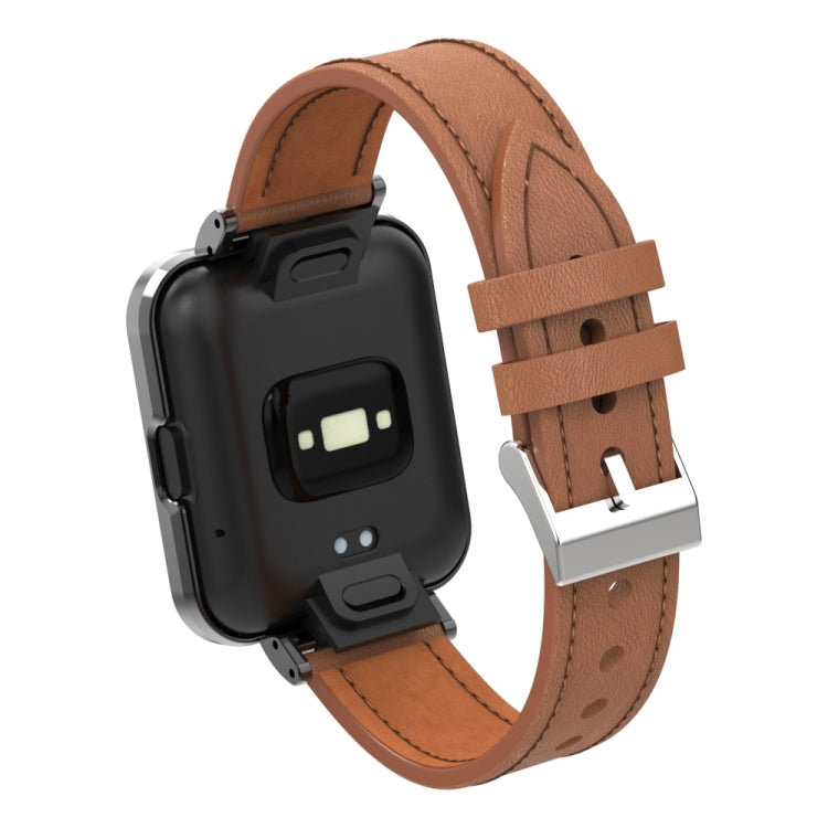 For Xiaomi Mi Watch Lite / Redmi Watch Genuine Leather Metal Case Integrated Watch Band