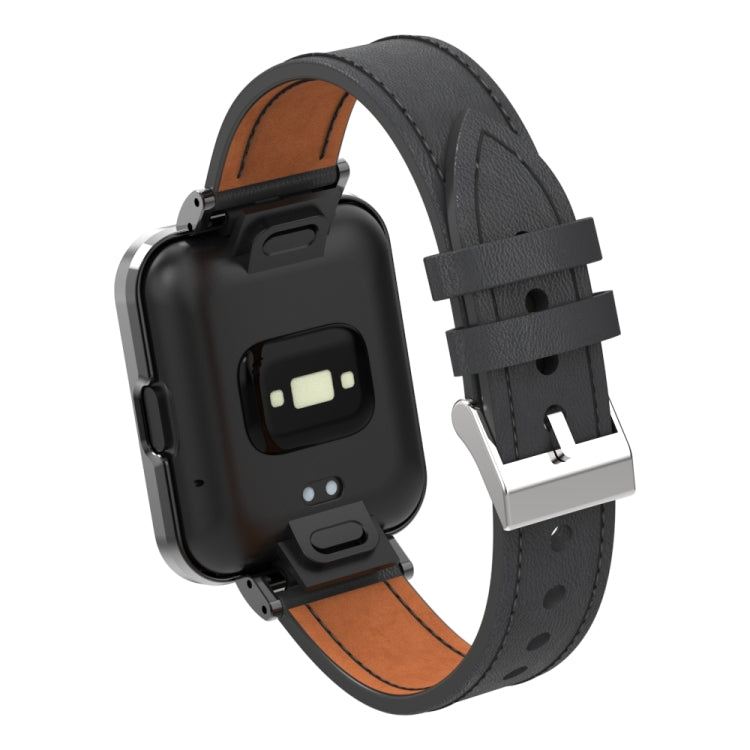 For Xiaomi Mi Watch Lite / Redmi Watch Genuine Leather Metal Case Integrated Watch Band