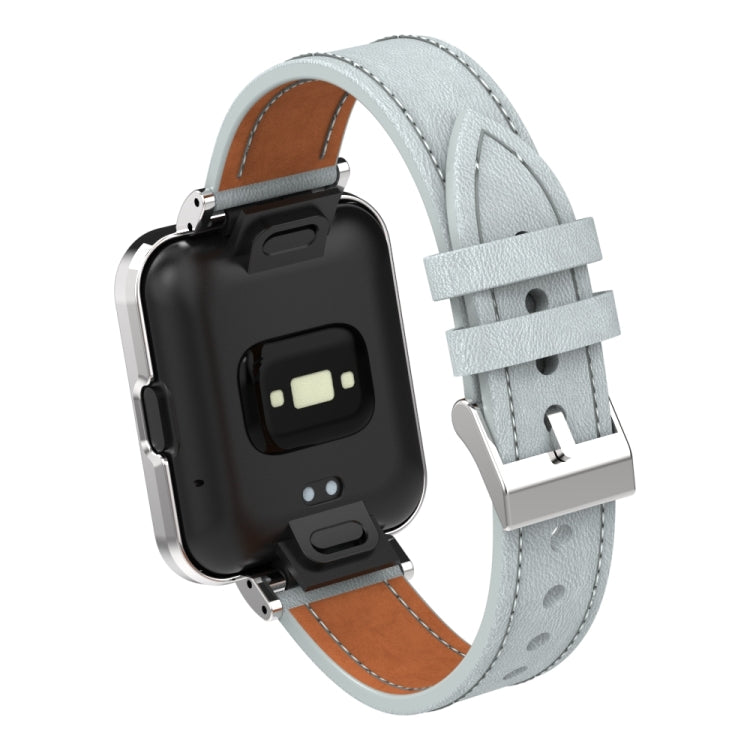 For Xiaomi Mi Watch Lite / Redmi Watch Genuine Leather Metal Case Integrated Watch Band