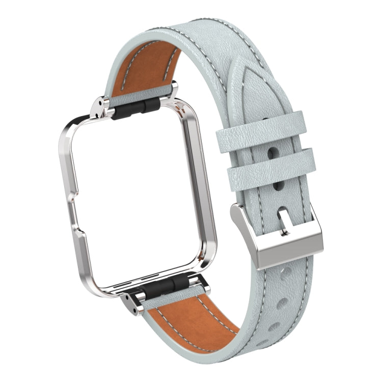 For Xiaomi Mi Watch Lite / Redmi Watch Genuine Leather Metal Case Integrated Watch Band