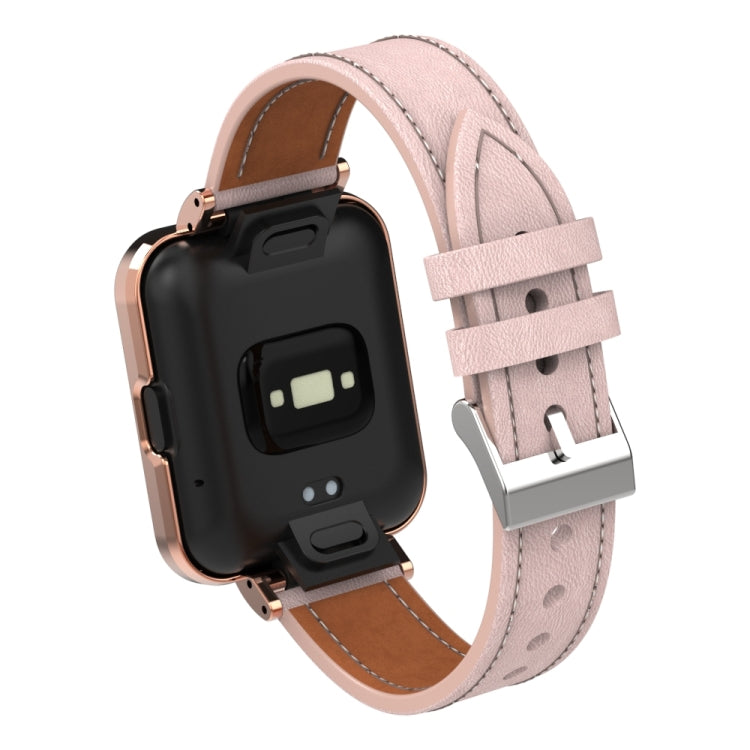 For Xiaomi Mi Watch Lite / Redmi Watch Genuine Leather Metal Case Integrated Watch Band