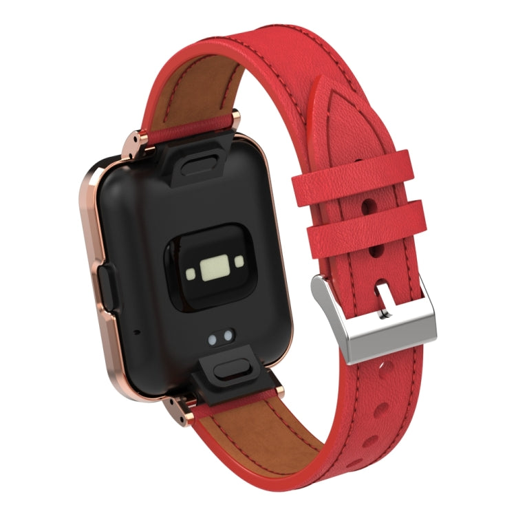 For Xiaomi Mi Watch Lite / Redmi Watch Genuine Leather Metal Case Integrated Watch Band